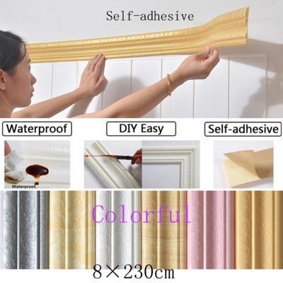 3D pěnové samolepky na zeď Vodotěsná samolepicí tapeta s okrajem tapety Odnímatelná samolepka 8*230 cm