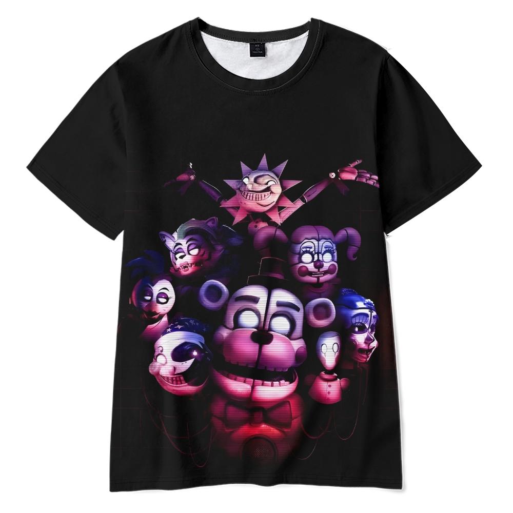 T Shirt for Men Summer Clothing Fitness Five Nights At Freddy's Printed O Neck T-shirt for Male Oversized New Men T-shirts Tops