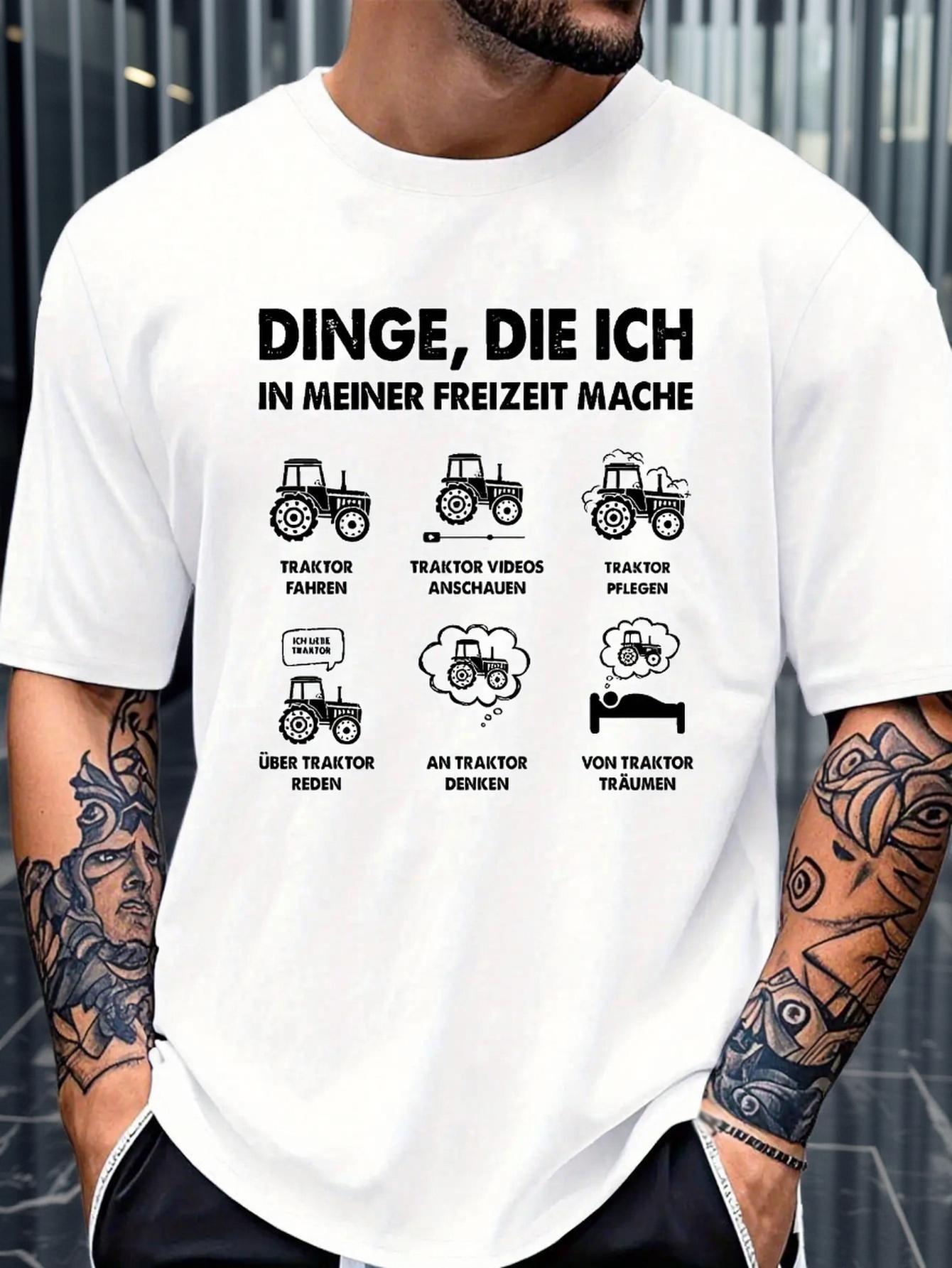 

European sizes Men S Casual Graphic Tee with a Print Saying , Showcasing a Retro Tractor Design, Black Short Sleeves, And a Crew Neck 4XL білий