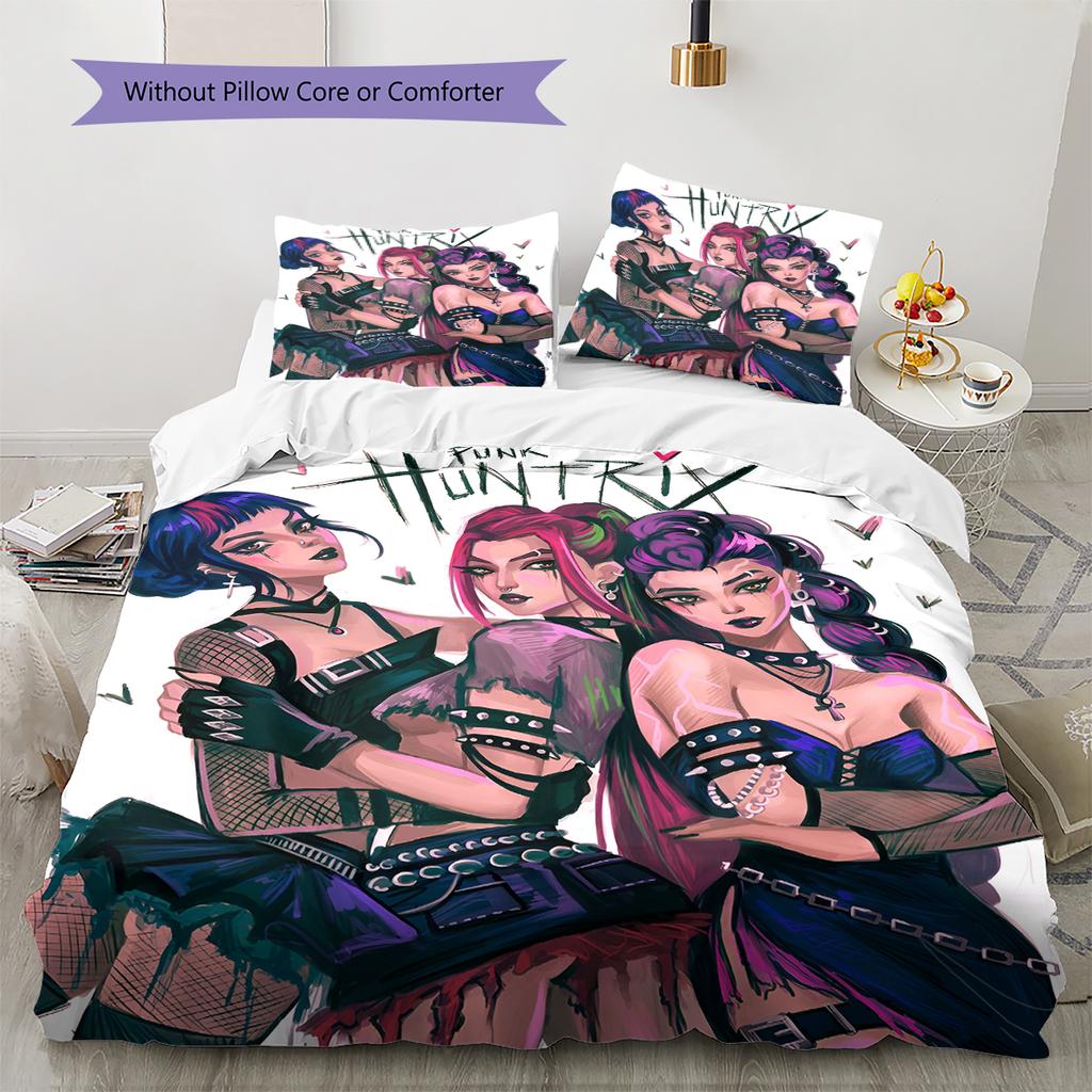 Anime-Muster Bettwäsche Steppbettdecke Set Bettbezug Kissenbezug Heimdekoration Geburtstagsgeschenk (1 Bettbezug + 2 Kissenbezüge, ohne Füllung)