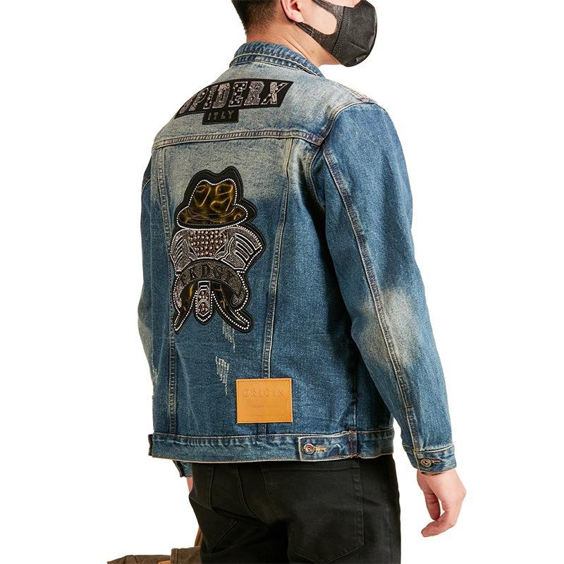 Shlyapa Teri Denim Kurtka Erkaklar Ishchi Kurtkasi Yangi Kundalik Kelishgan Lapelli Ko'ylak Kurtka