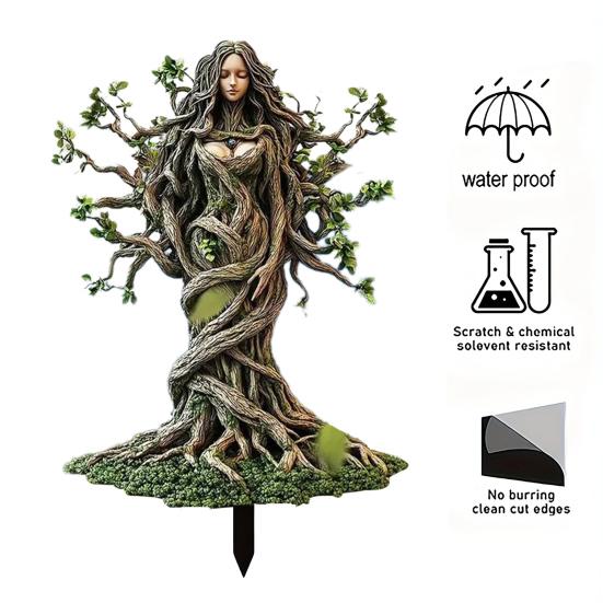 Alv av tre Akrylskilt Stake Værbestandig 2D Flat Fe Stake Plante Potte Dekorasjon Innendørs Utendørs Hage Gård Plen Terrasse Ornament