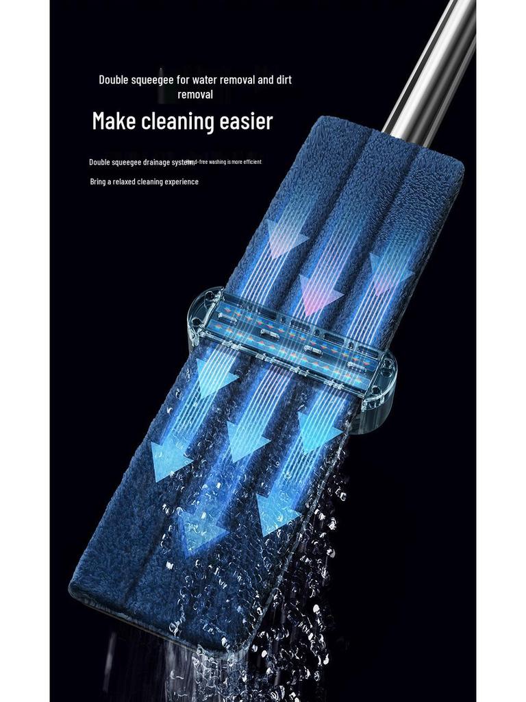 Foldable Flat Mop & Bucket - Hands-Free Washing System