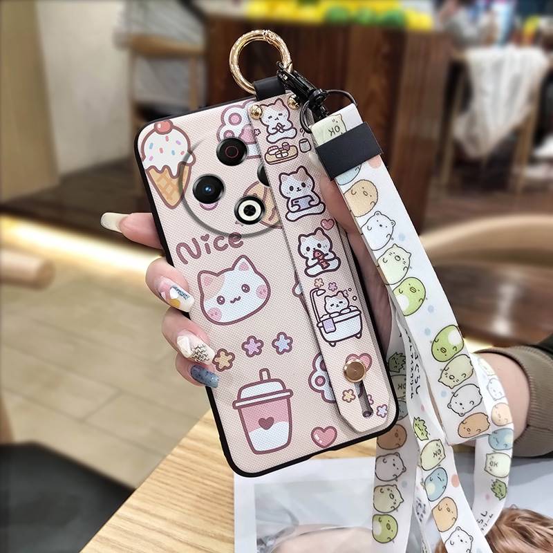 Dirt-resistant Anti-knock Phone Case For Tecno Spark30 4G/KL6 Silicone Anti-dust Phone Holder Wristband Ring Cute