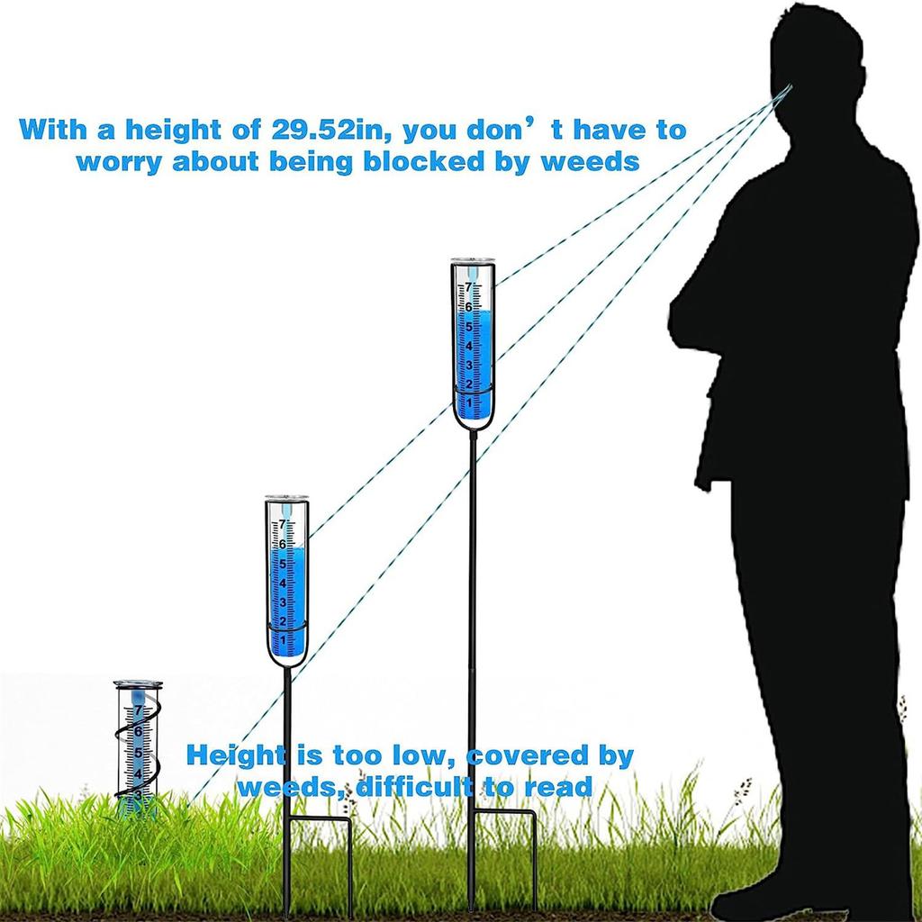 Rain Gauge 7" Capacity Easy To Read Outdoor Rain Gauges Best Rate Metal Rain Guage with Stake for Garden Yard Art Decor