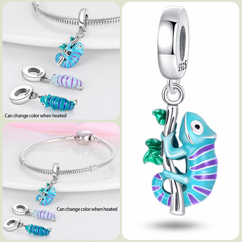 Modne koraliki zawieszki S925 ze srebra próby 925 w stylu klasycznym i romantycznym z motywem żółwia lotosu, odpowiednie do oryginalnej bransoletki DIY na prezent