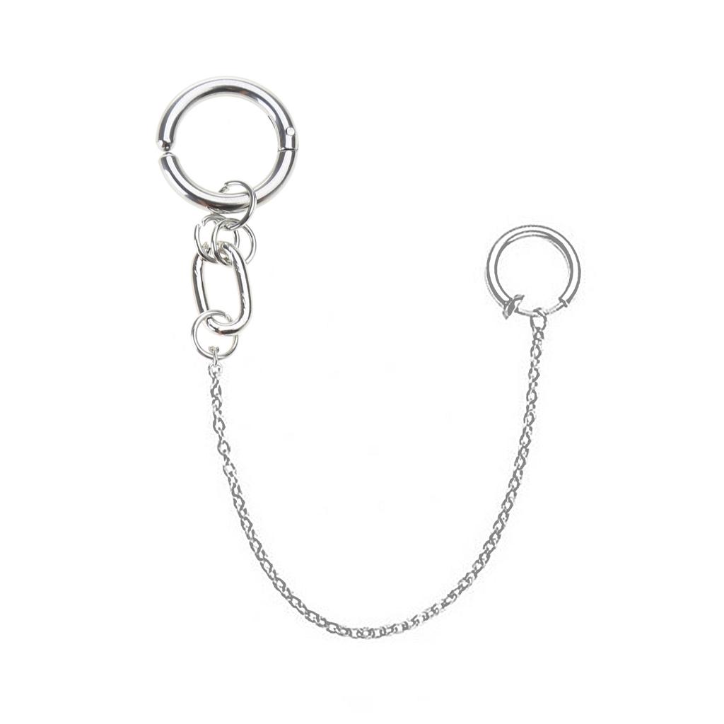 Fake Lip Ring with Long Chain Lip Clip Fake Piercing Gothic Ear Pierc Jewelry