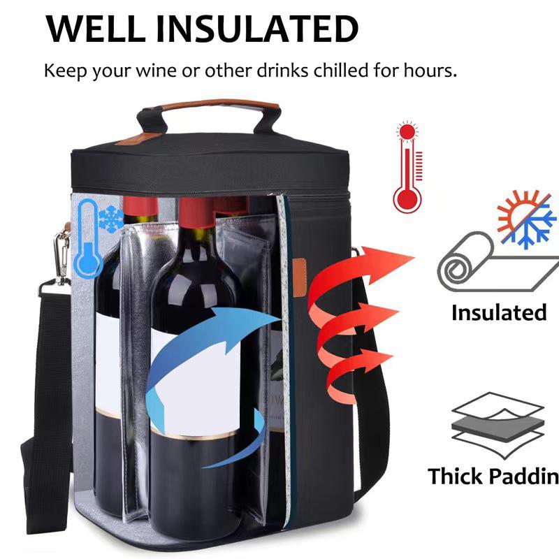 Cooler Wine Bottle Insulated Bag for Wine Thermal 4 Drink Bottle Beer Outdoor Portable Party Travel Carrier Wine Cooler Tote Bag