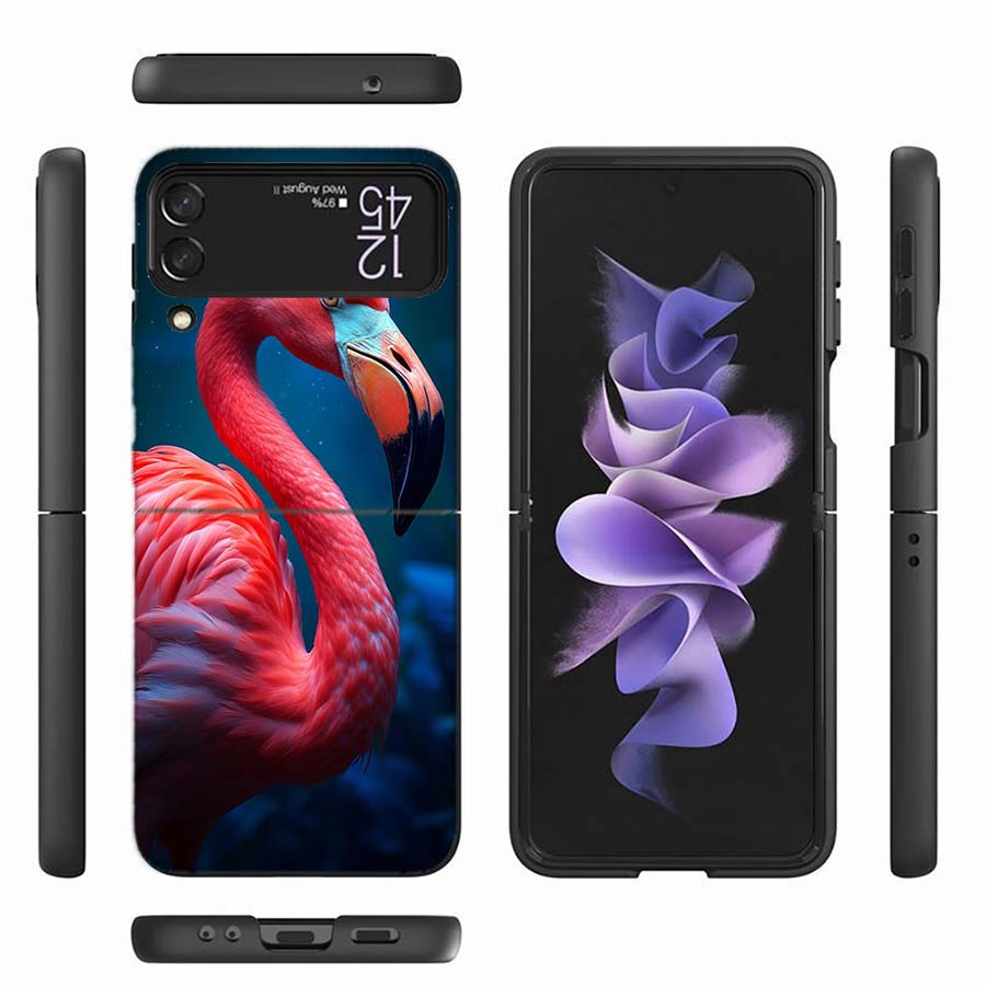 

Чехол для телефона с портретом фламинго для Samsung Z Flip 6 7 5G Z Flip 5 Galaxy Z Flip 3 4 5G ZFlip Ударопрочный Жесткий Чехол TPU PC Coque Ca Galaxy Z Flip 4 5G