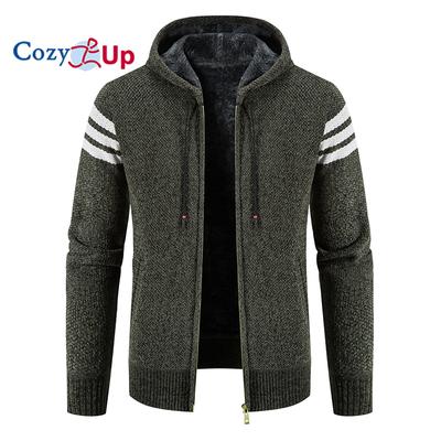 Men Hooded Sweater Comfortable Fleece Thick Warm Cardigan Casual