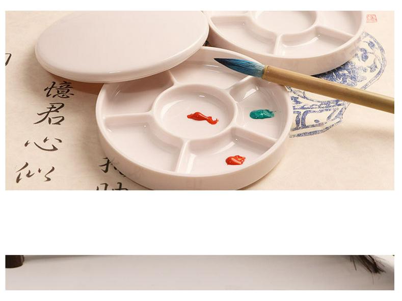 Round White Faux Porcelain Acrylic Paint Palette with Lid for Watercolors