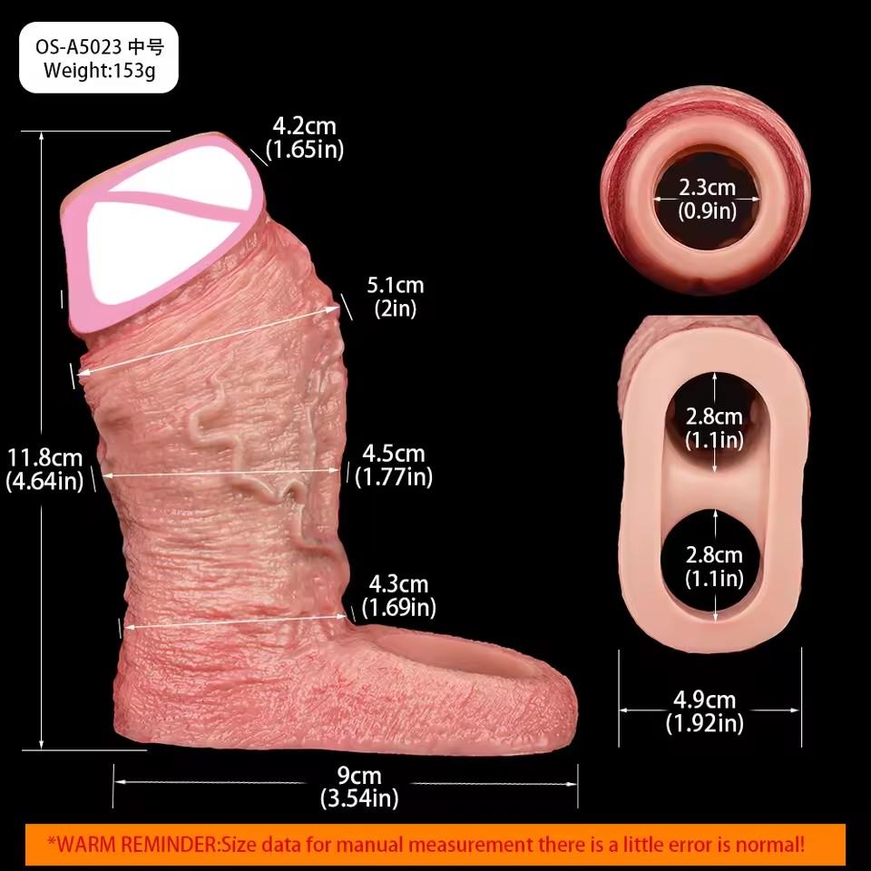 FAAK Realistic Penis Sleeve Size S M L XL Silicone Open-ended Dick Sheath Ring Realistic Hollow Dildo Sex Toy Cock Enlargement