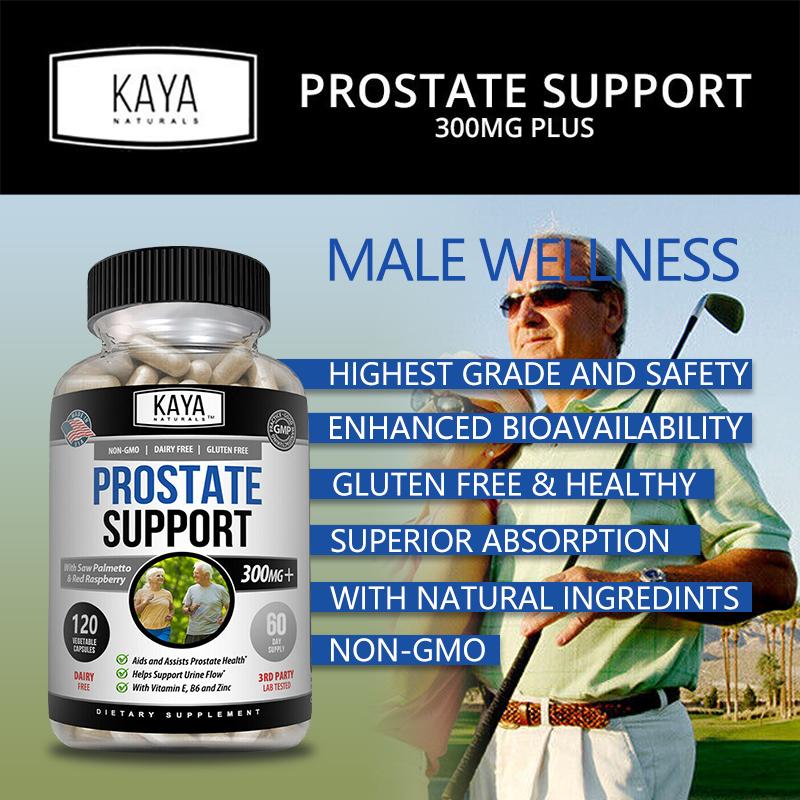 Prostate Support Capsules for Men, Saw Palmetto Pumpkin Seed Zinc Vitamin E B6 Supplement,120 Vegetable Capsules