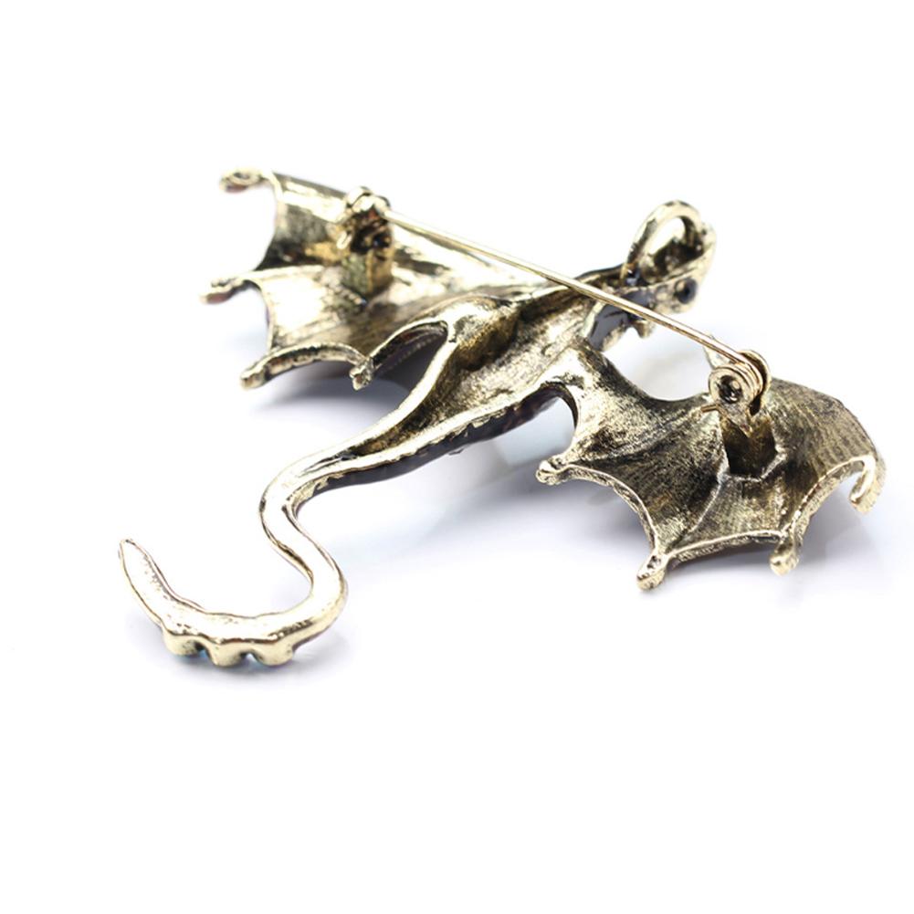 Men Women Dragon Brooch Pin Vintage Crystal Rhinestone Domineering Dragon Flying Pins Clip Lapel Suit Brooches