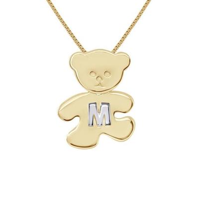 Kinderanhänger - LÉA &; ARTHUR - TEDDYBÄR - Gelbgold plattiert - Buchstabe M - 925 Silber