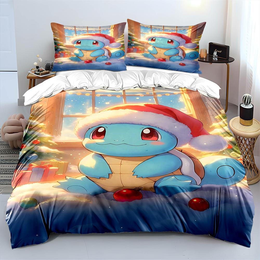 Anime Pokemon Squirtle Tištěný Měkký Povlak na Přikrývku Povlak na Polštář Ložní Souprava Děti Dospělí Pohodlná Postelová Souprava Jednolůžko King Ložní Souprava