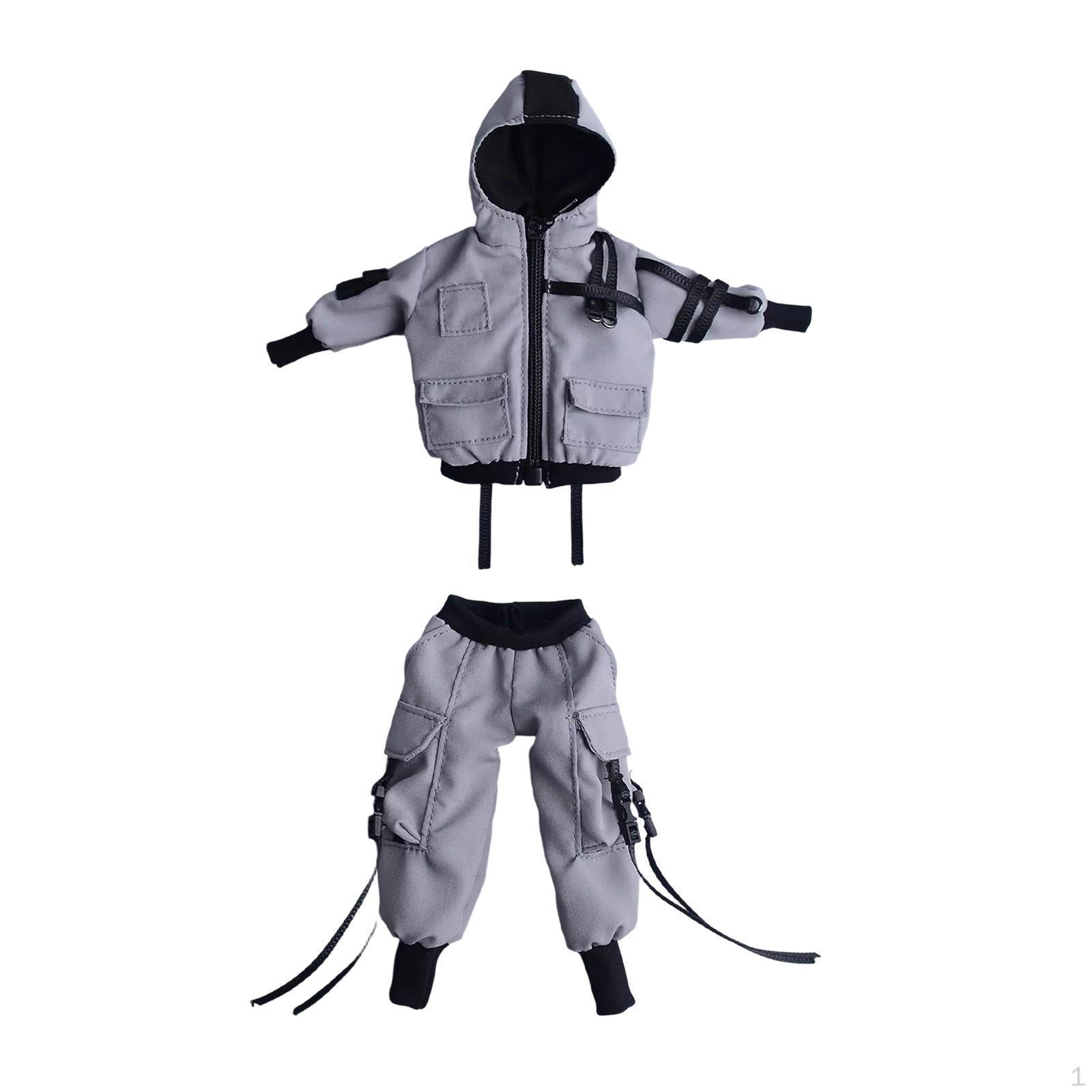 

Miniature 1/12 Scale Figure Top And Trousers Long Sleeve Clothing Accessory for Doll Collectors серый