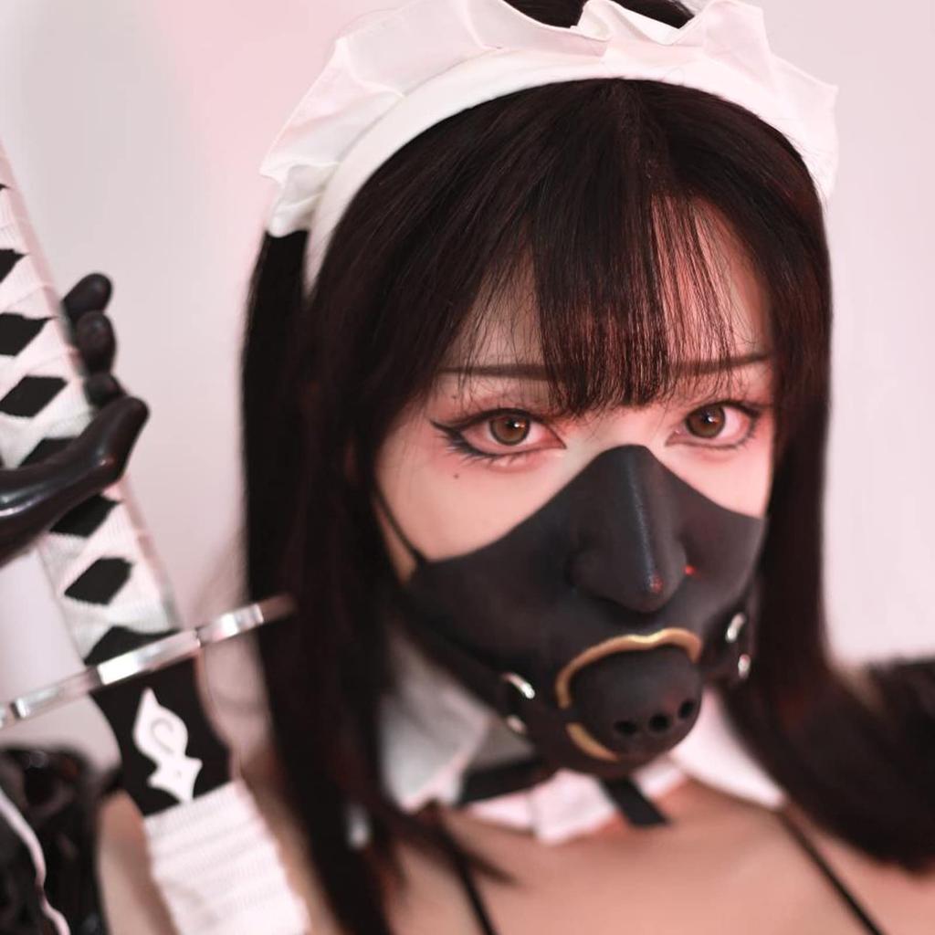 ROANYER Silikon Halbgesichts-Bondage-Crossdressing-Riemen Anime-Charakter Cosplay-Maske, Versuchung, Maske, Verkleidung, Maske, Maske,