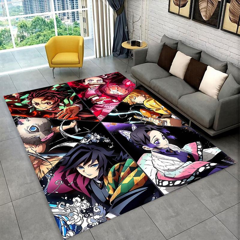 Cartoon Demon Slayer Anime Kamado Nezuko Tanjirou Carpet Rug for Playroom Bedroom Living Room Sofa Home,kid Non-slip Floor Mat