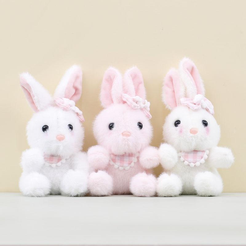 Wearing Rabbit Bow Plush Pendant Cartoon Toy Doll Bag Keychain Pp Cotton Filling