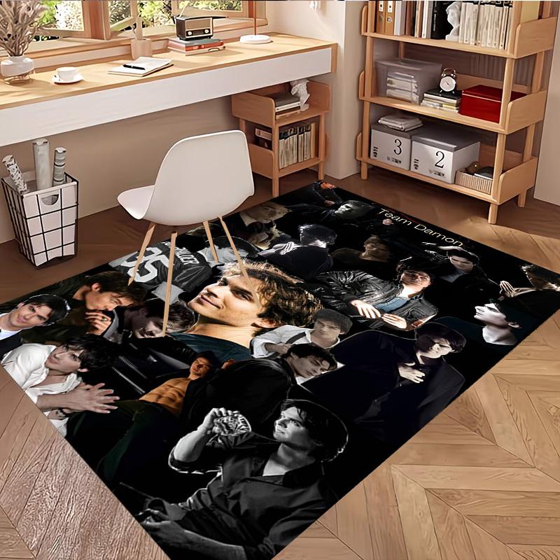 Damon Salvatore Print Rug, Washable Floor Carpet, For Entryway Dorm Laundry Room Office Study, Home Decor Birthday Christmas Gift
