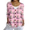 Women's Fashion Casual Knit Sweater Button-Up Christmas Print Cardigan Jacket