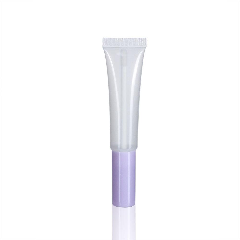 15ml Clear Squeeze Lip Gloss Tube with Brush, Slanted White Tip for Lip Glaze, Soft Long Cosmetic Packaging