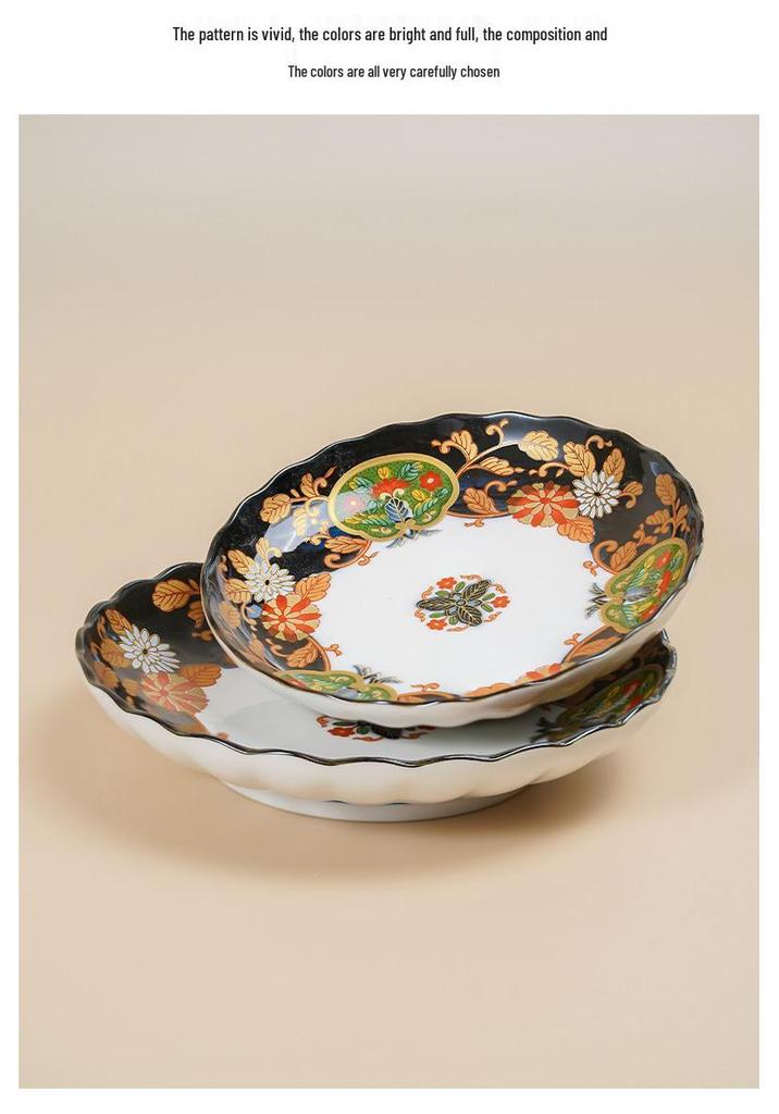 Mino Ware Japanese Retro Ceramic Tableware Set: Plates, Dishes, and Rice Bowls