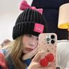 Autumn and Winter Candy colored Bow Woolen Hat for Women Korean Version  Versatile Face Showing Small Warm Knitted Hat for Students  Sweet Cold Hat