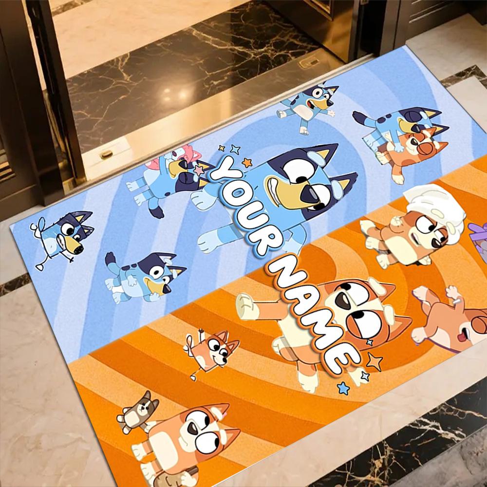 Bluey Customize Text Floor Mat Suitable for Bedrooms Living Rooms Dining Room Balcony Antislip Carpet Anime Office Decor