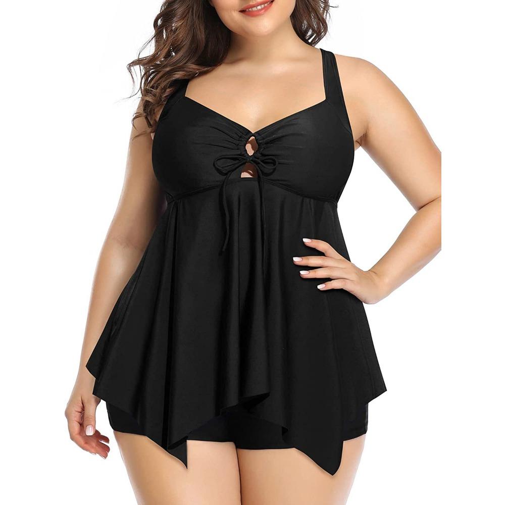 Two-piece Split Swimwear Plus Size Belly Top Swimsuit with Shorts Swimsuit