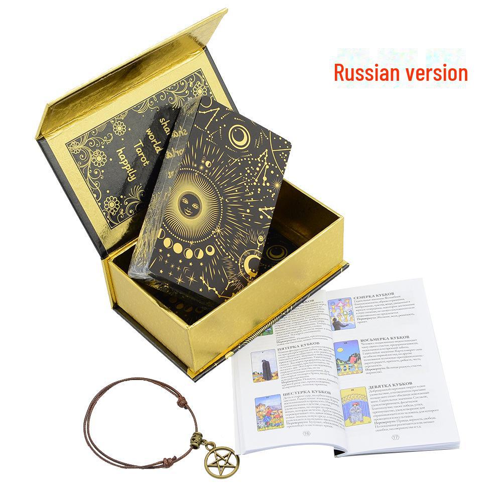Waterproof Russian Tarot Card Set: Gold Foil PVC Cards & Instruction Manual