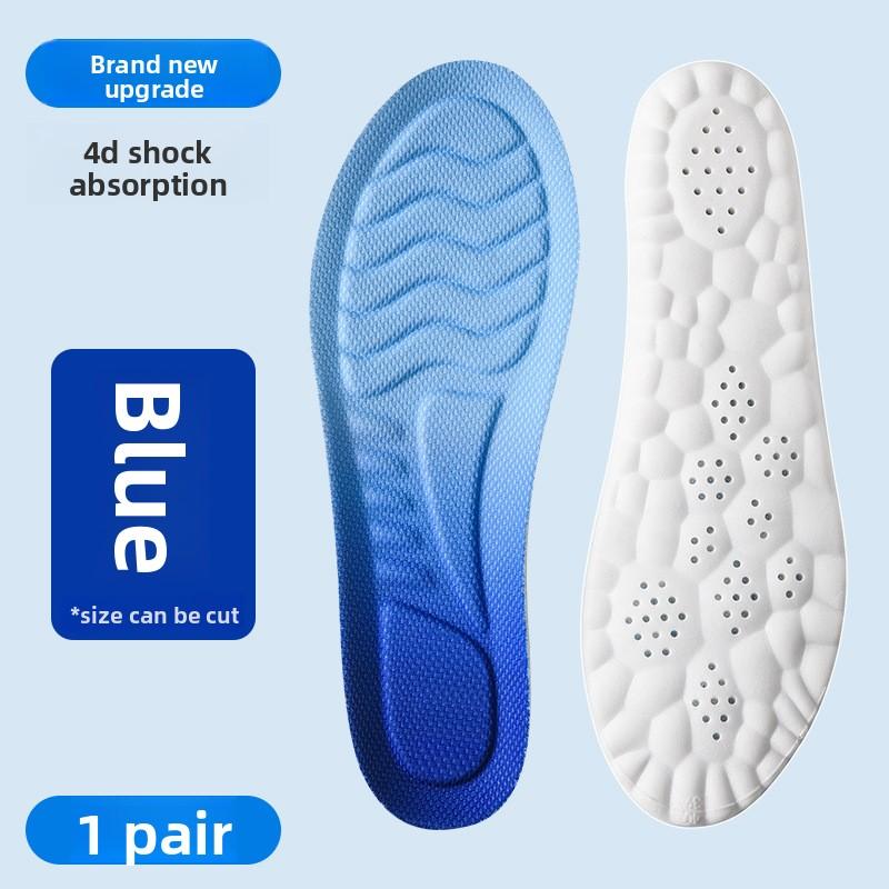 

Cloud 4D Sports Shock Absorption Insoles Men s and Women s Super Soft Long Stand Arch Support Thickened High Elasticity Sweat Absorption Insoles 35-36 синий
