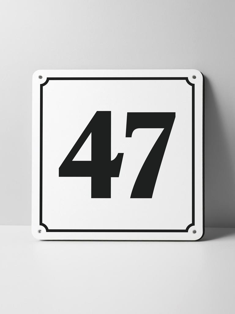 Metal Sign Black House Number On White Background Outdoor Wall Art Decor