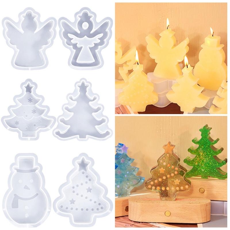 6/8Pcs Halloween Themed Silicone Candle Moulds for Epoxy Resin, Christmas Theme Silicone Candle Molds for Candle, Soap