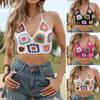 Hand-Crocheted Floral Halter Neck Bikini Top