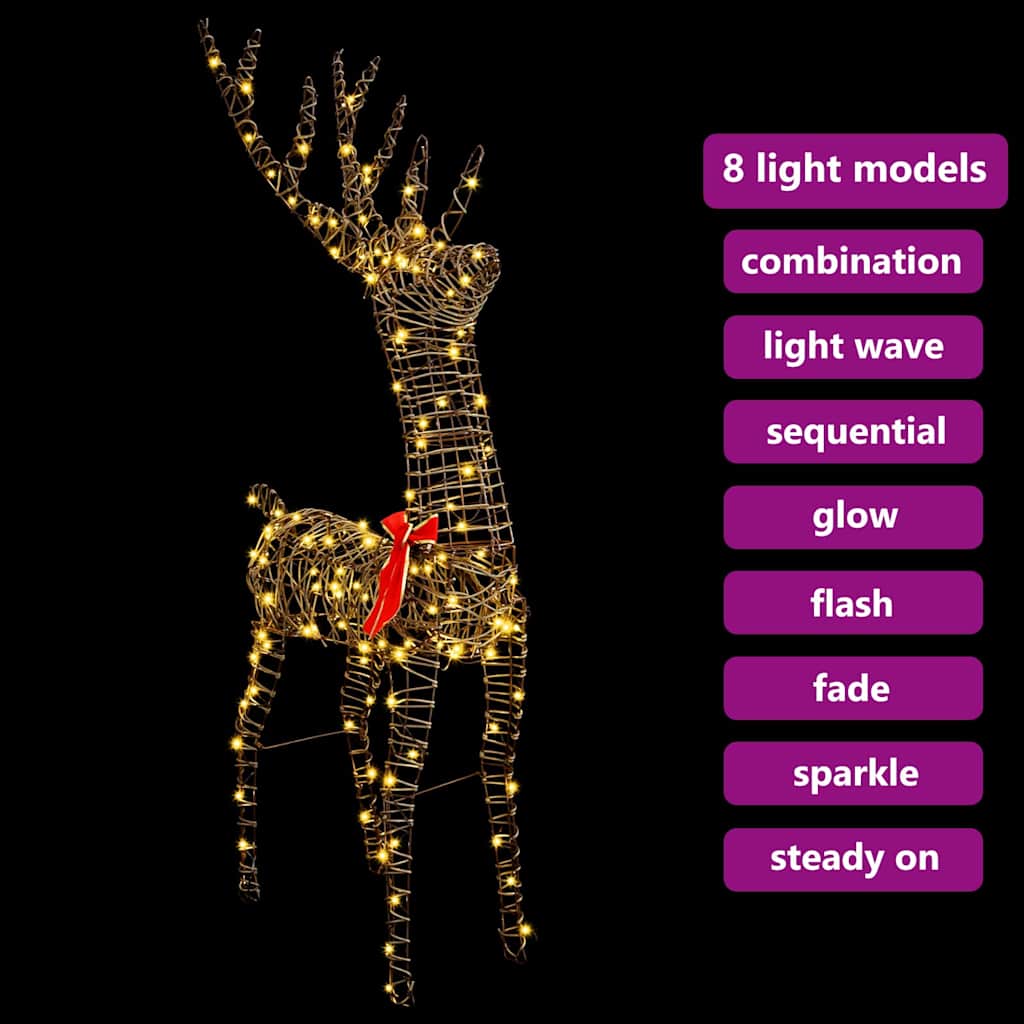 3D Reindeer with 140 Warm White LEDs 70 X 41 X 128 Cm Rattan