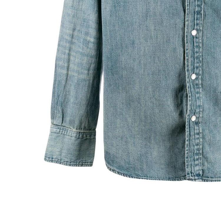 Polo Ralph Lauren Ss22 Solid Color Single-Breasted Denim Long Sleeve Shirt Men shirts Blue 710703936-001