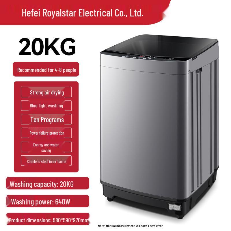 10kg Fully Automatic Washer-Dryer with Compact Pulsator for Households and Rentals