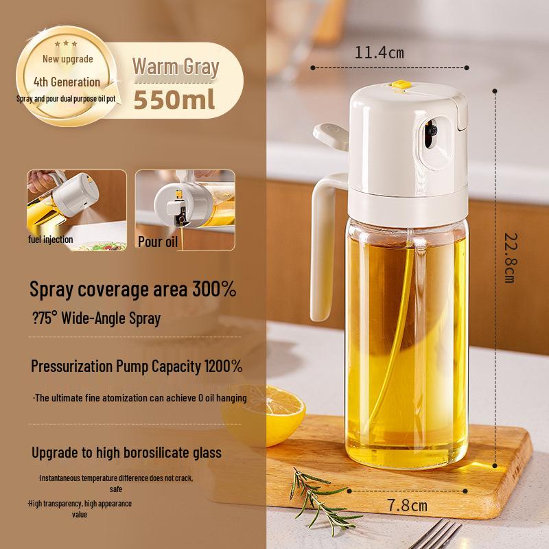 High-Temperature Resistant Non-Stick Borosilicate Glass Oil Sprayer and Pourer - Two-in-One Kitchen Bottle