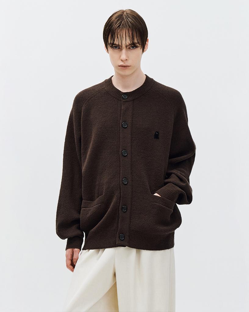 ZIOSONGZIO Semblance Boucle Collarless Cardigan Brown Zh5Kt821Br