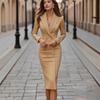 Europäische und amerikanische Mode neue Anzug doppelreihig langärmelig Büro Pendler Jacke Kleid