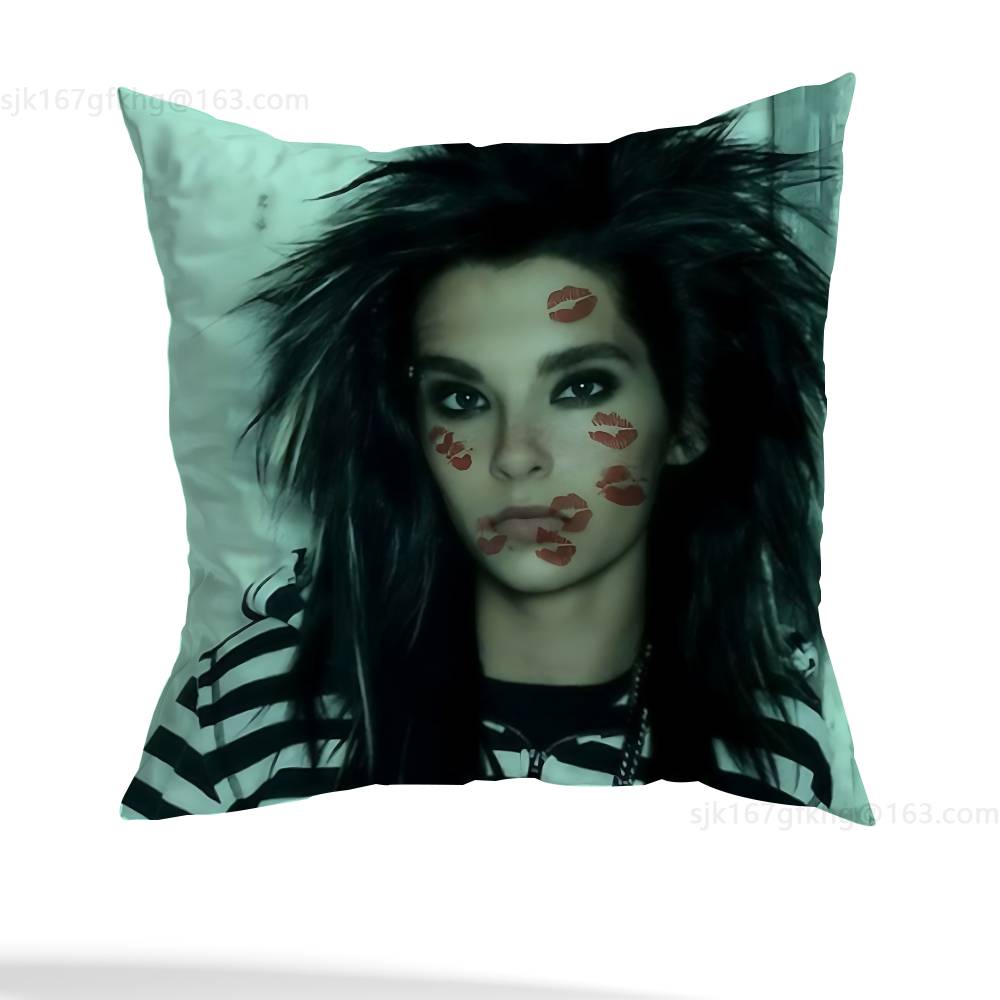 Federa Cuscino Quadrata Stampa Double-Sided Peluche Corto Copricuscino Divano Camera da Letto Comodino T-Tom Kaulitz Bill Kaulitz