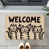 Fun Cartoon Cat Pattern Flannel-printed Floor Mats Has a Non-slip Function Is Suitable for Entrances Bathroom Welcome Carpets