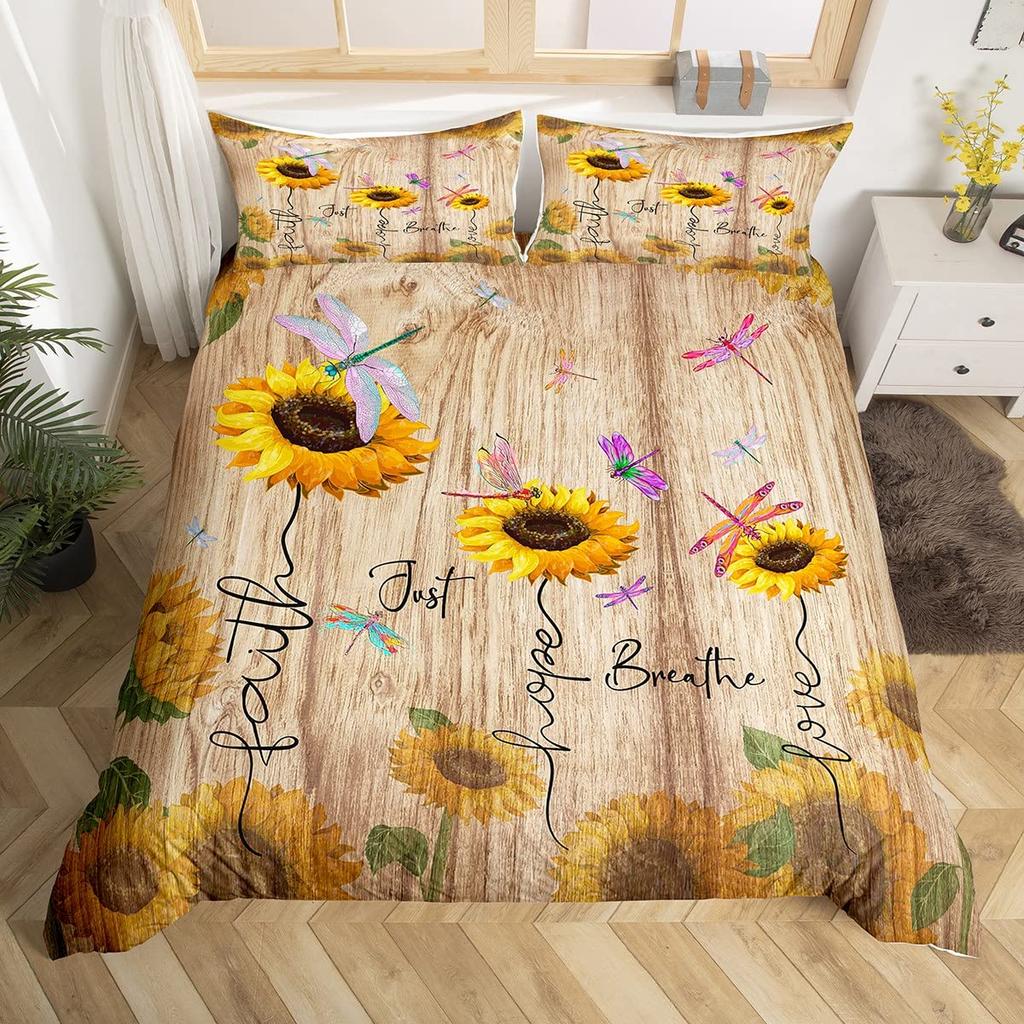 Comforter Dragonfly Flowers Bedding Set Rustic Aesthetic Animal Dragonflies Farmhouse Comforter Gifts For Women Girls