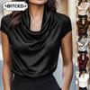 Women's Fashion Casual Solid Color Print Short Sleeve Blouses & Shirts
