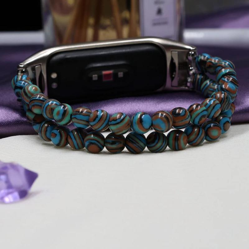 Klassieke Mi Band 6 Armband Dames Vervangende Polsband voor Xiaomi Mi Band 4 5 7 Band Accessoires DIY Horlogeband Stenen Kralen Blauw Feestelijk