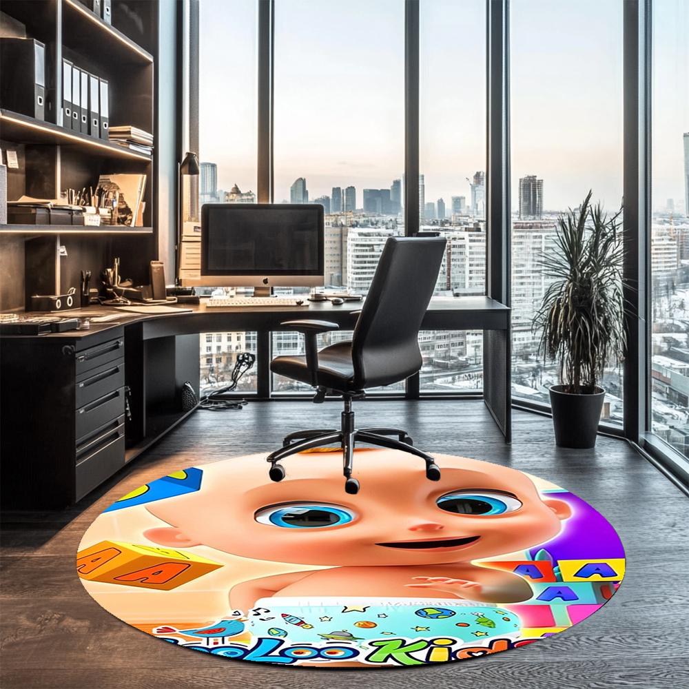 CoComelon Printed Round Rug Carpet Chair Rug Area Rug Entryway Doormats,for Office Chair Living Room Bedroom Kitchen Room.