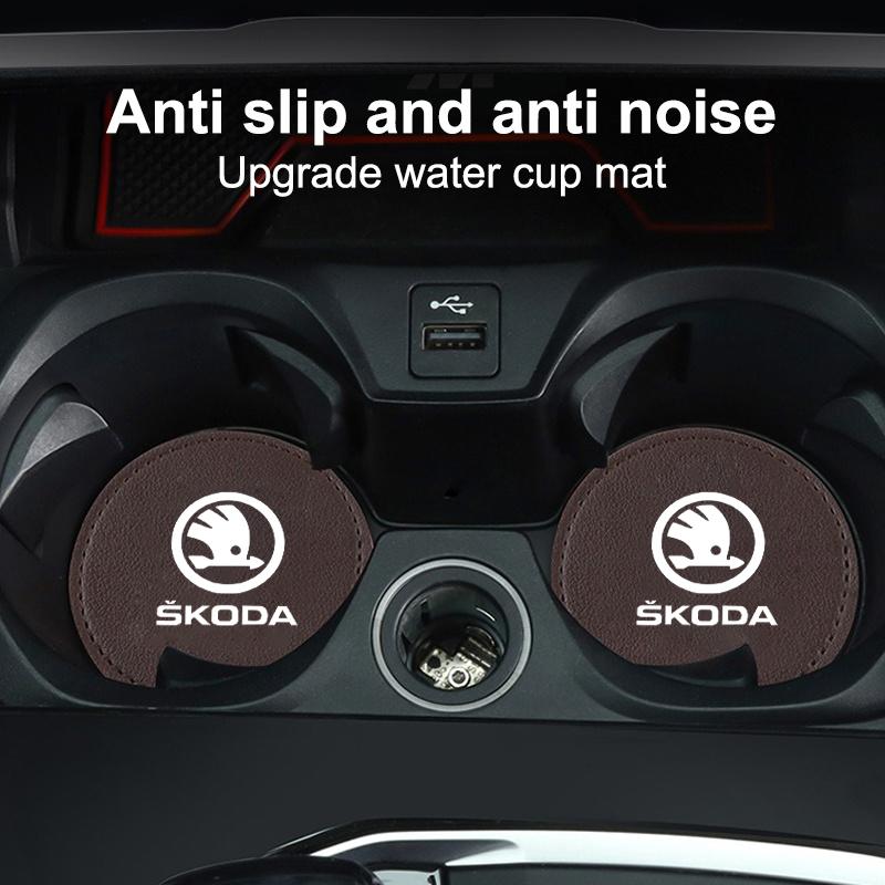 2pc Car Water Cup Coaster Universal Auto Anti Slip Cup RT39 Pad Holder Accessories For Skoda Rapid Octavia A5 RS Kodiaq Fabia A7 2022