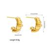 Stainless Steel 18k Gold Threaded Earrings C-Shaped Croissant Folds Irregular Exaggerated Texture Stud Earrings
